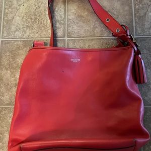 Red Coach tote hang bag